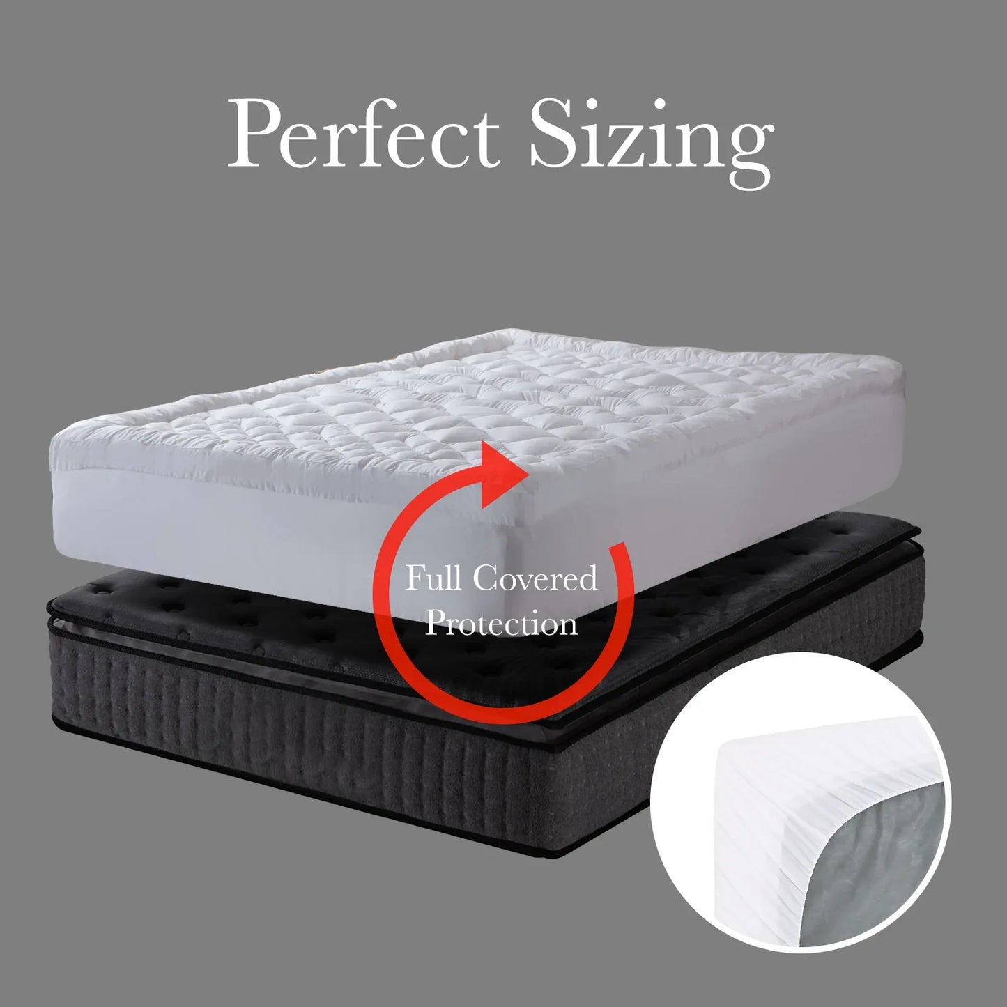 Royal Comfort 1200GSM Deluxe 7-Zone Mattress Topper Luxury Gusset Breathable - Queen - White - Mekamart Australia