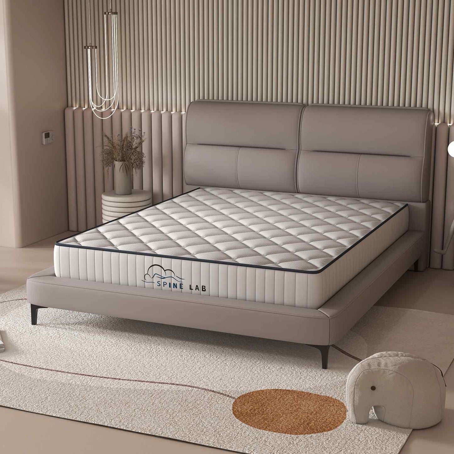 Spine-Lab Mattress 5 Zone 21cm Medium Firm Foam Bonnell Spring - King Single - White - Mekamart Australia