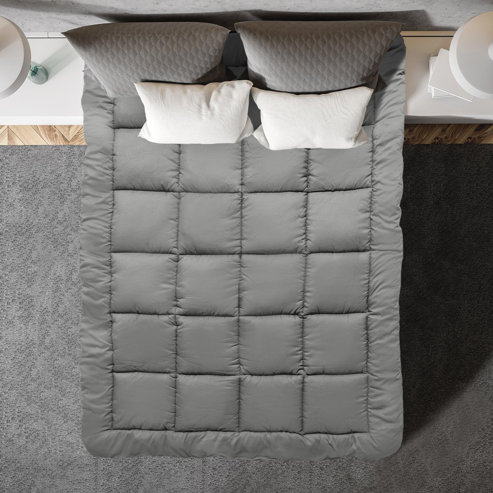 Royal Comfort Charcoal Bamboo Blend Topper 800GSM 45cm Skirt Luxury Bedding - King - Charcoal - Mekamart Australia