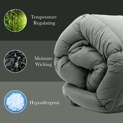 Royal Comfort 350GSM Charcoal Bamboo Quilt Luxury Bedding Duvet All Seasons - Double - Charcoal - Mekamart Australia