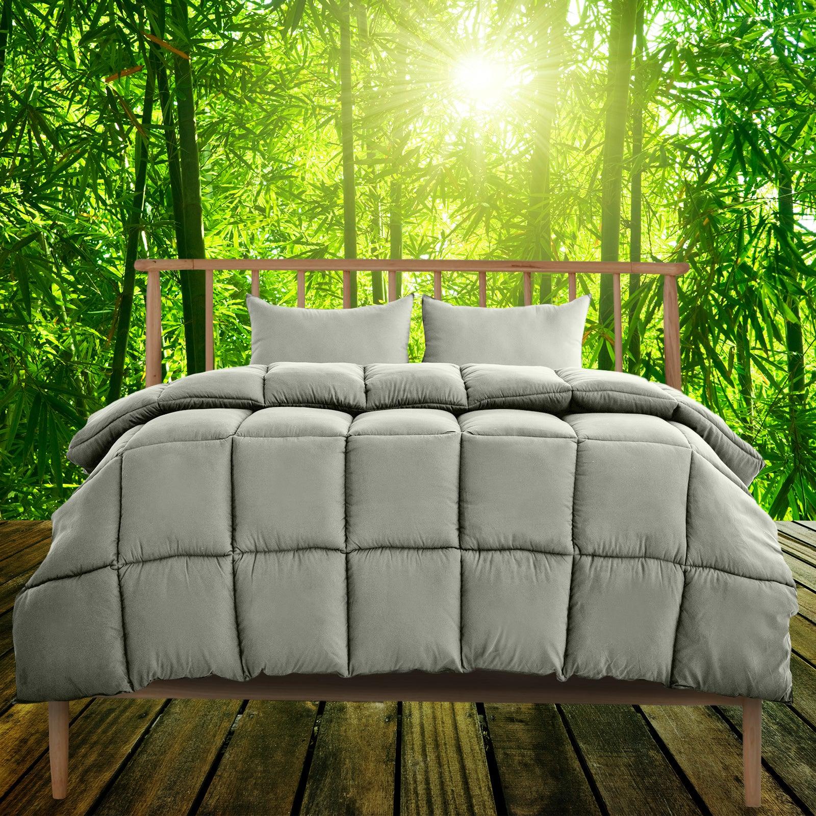 Royal Comfort 350GSM Charcoal Bamboo Quilt Luxury Bedding Duvet All Seasons - Double - Charcoal - Mekamart Australia