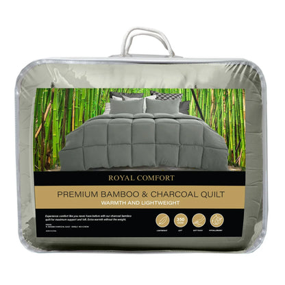 Royal Comfort 350GSM Charcoal Bamboo Quilt Luxury Bedding Duvet All Seasons - King - Charcoal - Mekamart Australia