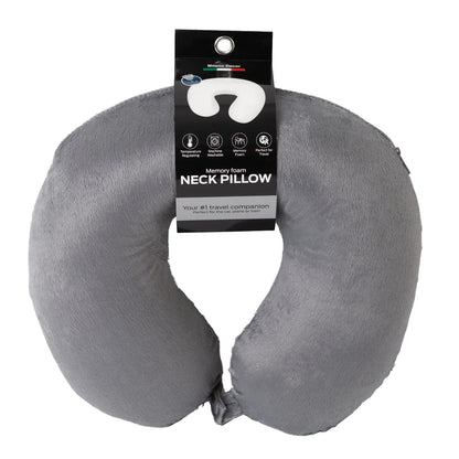 Milano Decor Memory Foam Travel Neck Pillow With Clip Cushion Support Soft Grey - Mekamart Australia