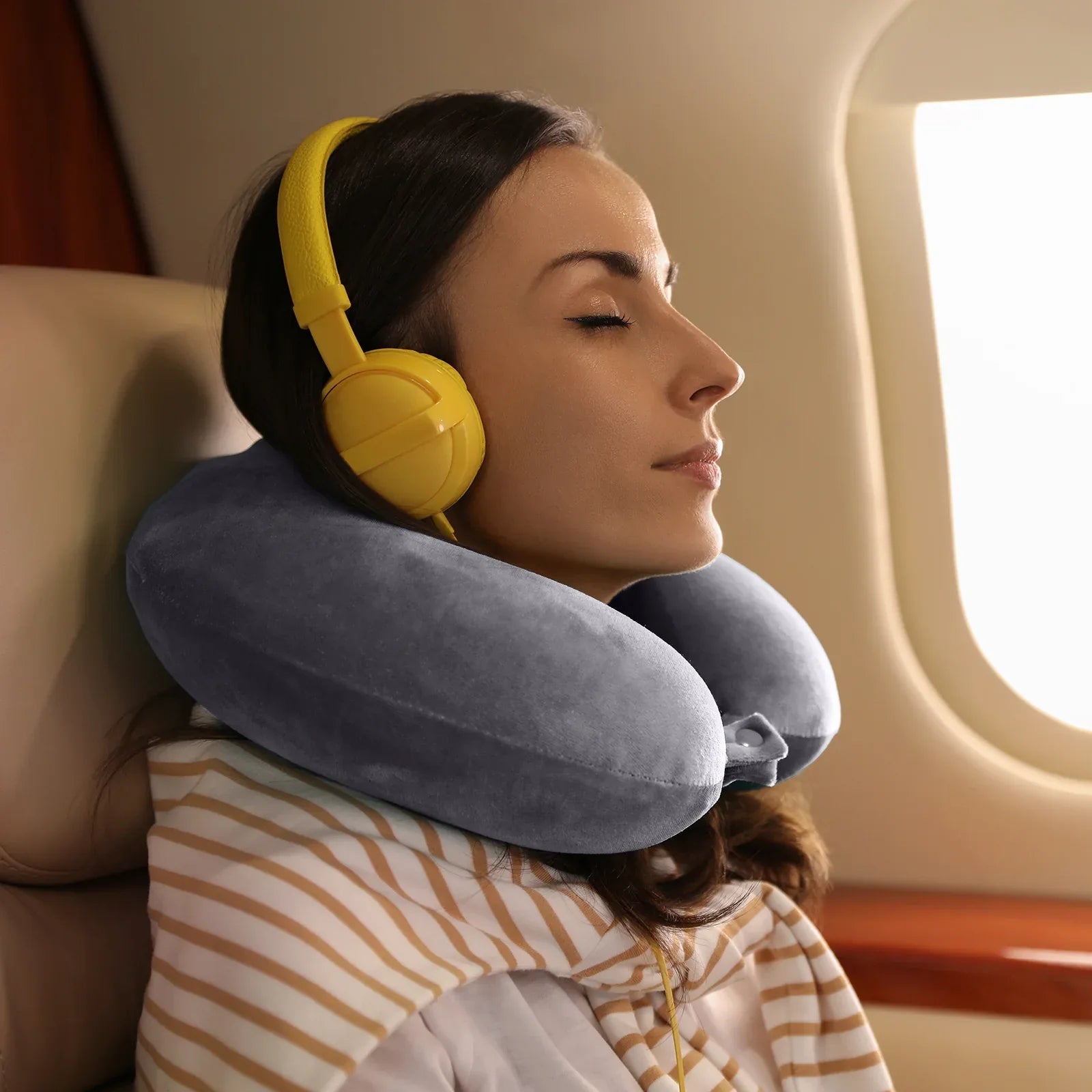 Milano Decor Memory Foam Travel Neck Pillow With Clip Cushion Support Soft Grey - Mekamart Australia