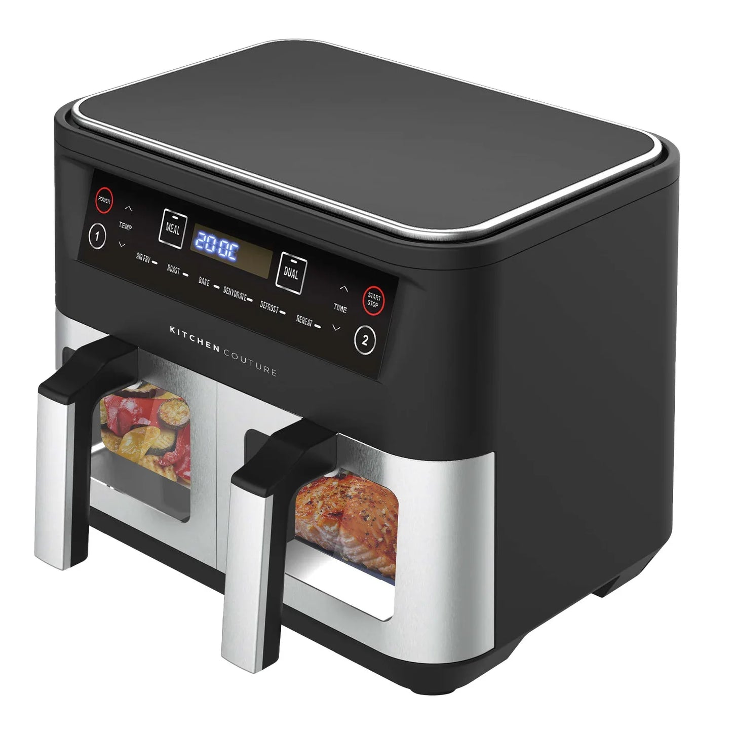 Kitchen Couture Dual View 2 x 5 Litre (10 Litre) Air Fryer Stainless Steel - Mekamart Australia