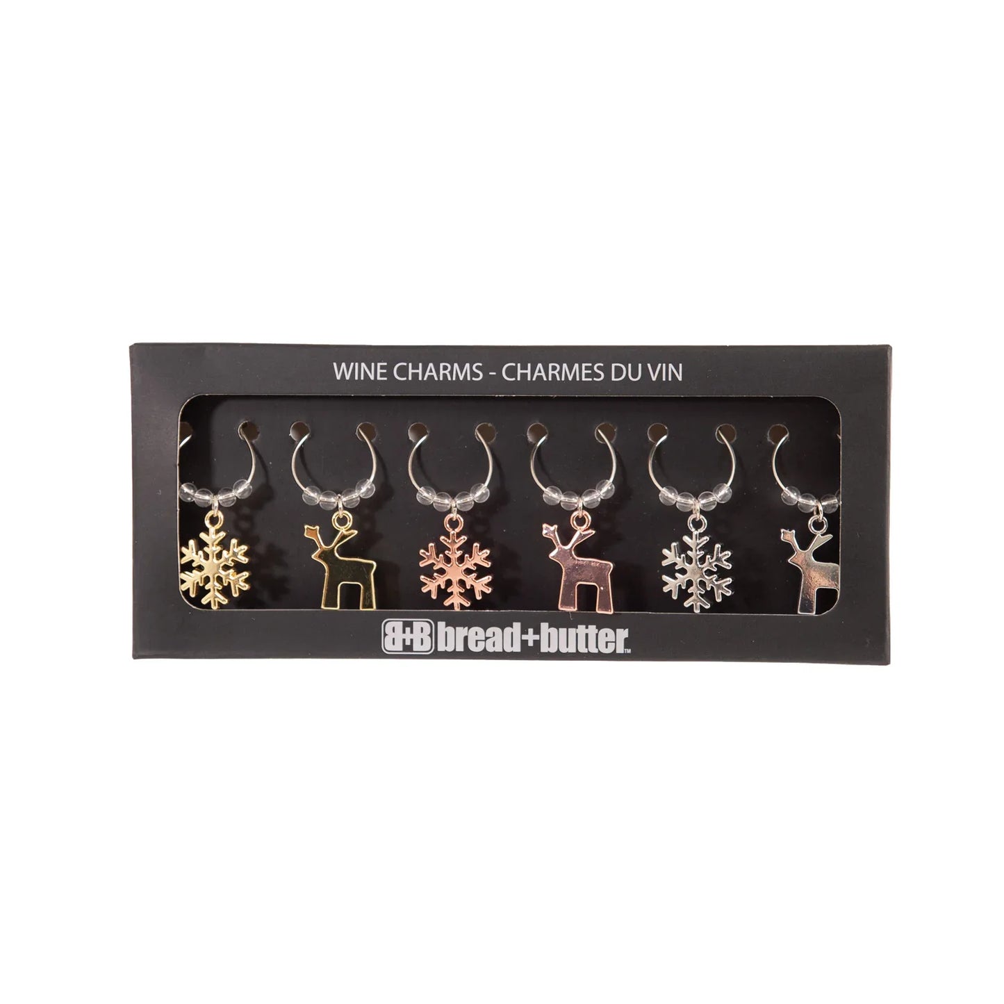 Bread and Butter (3) Snowflake and (3) Reindeer Wie Glass Charms - 6 Pack - Mekamart Australia