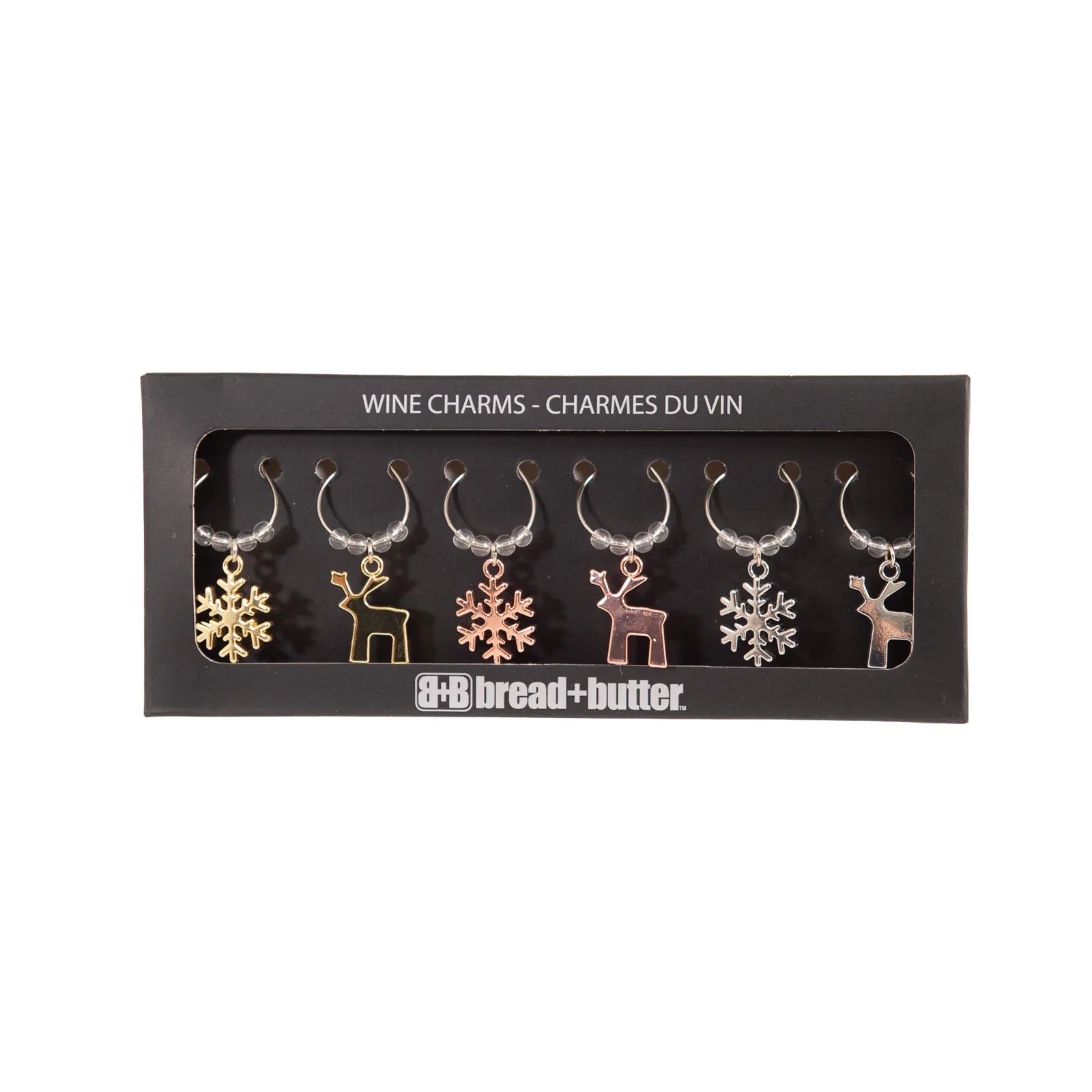 Bread and Butter (3) Snowflake and (3) Reindeer Wie Glass Charms - 6 Pack - Mekamart Australia