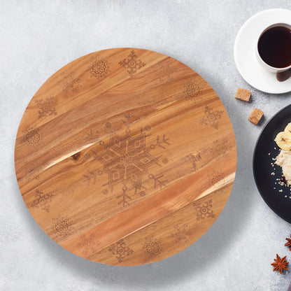 Bread and Butter 18 Inch Wooden Lazy Susan Tray - Wood Snowflake - Mekamart Australia