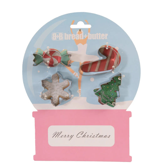 Bread and Butter Cookie Cutter - Snowglobe, Card, Tree, Candy Cane - 4 Pack - Mekamart Australia