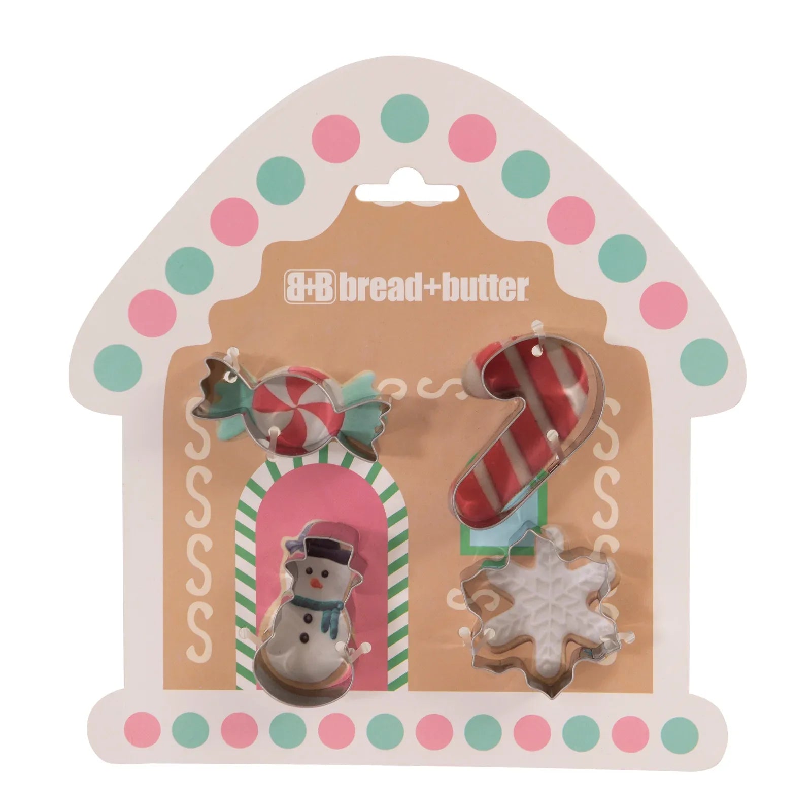 Bread and Butter Cookie Cutter - House, Snowman, Snowflake, Candy Cane - 4 Pk - Mekamart Australia