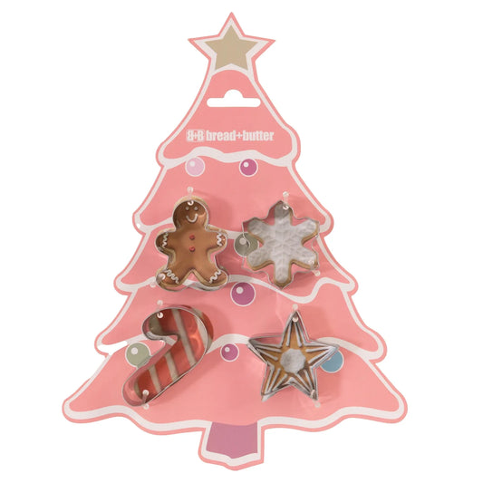 Bread and Butter Cookie Cutter - Tree, Gingerbread Man, Snowflake, Star - 4 Pk - Mekamart Australia