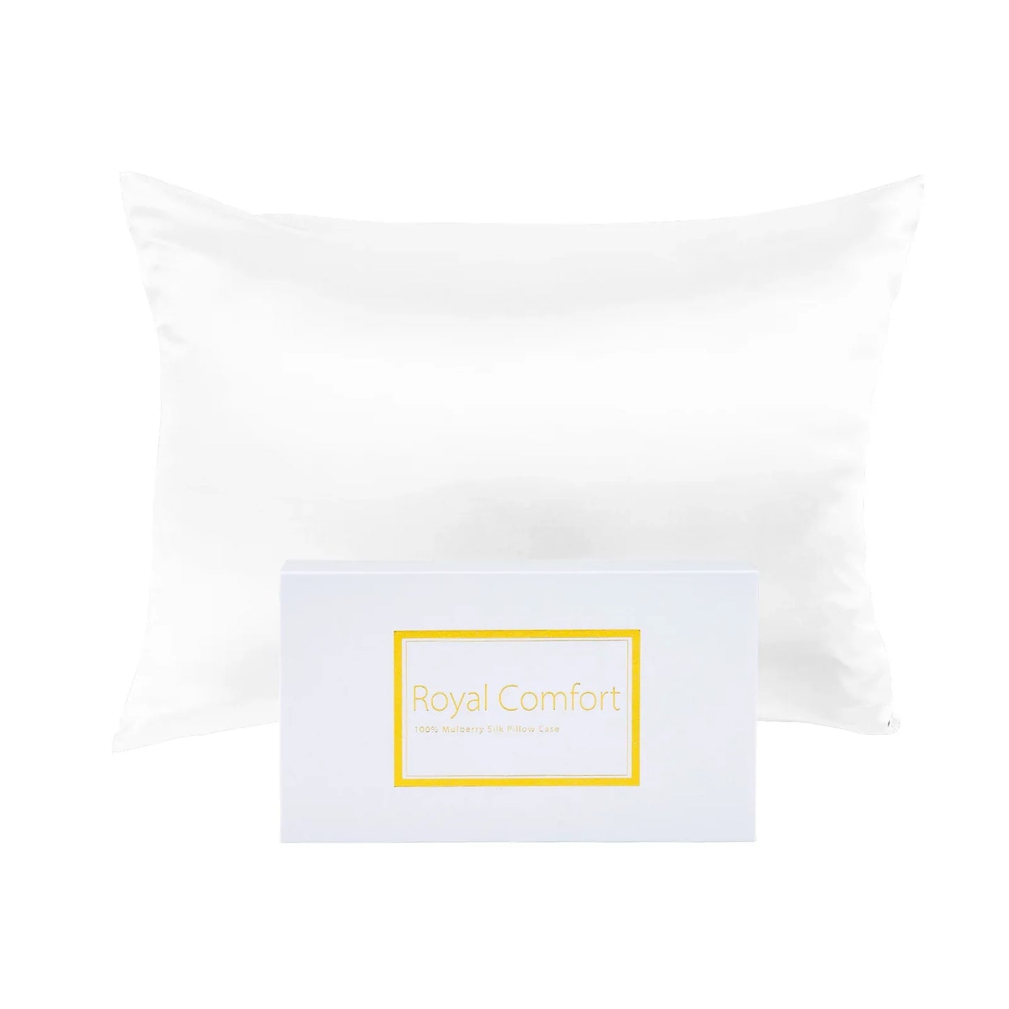 Royal Comfort Mulberry Soft Silk Hypoallergenic Pillowcase Twin Pack 51 x 76cm - White - Mekamart Australia