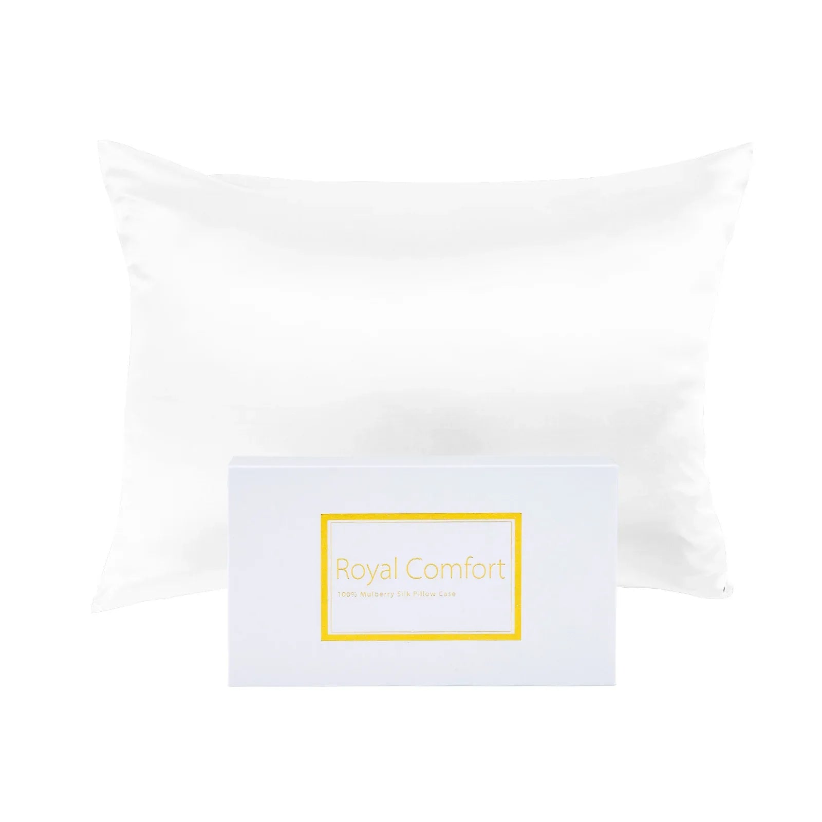 Royal Comfort Mulberry Soft Silk Hypoallergenic Pillowcase Twin Pack 51 x 76cm - White - Mekamart Australia