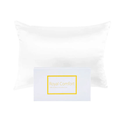 Royal Comfort Mulberry Soft Silk Hypoallergenic Pillowcase Twin Pack 51 x 76cm - White - Mekamart Australia