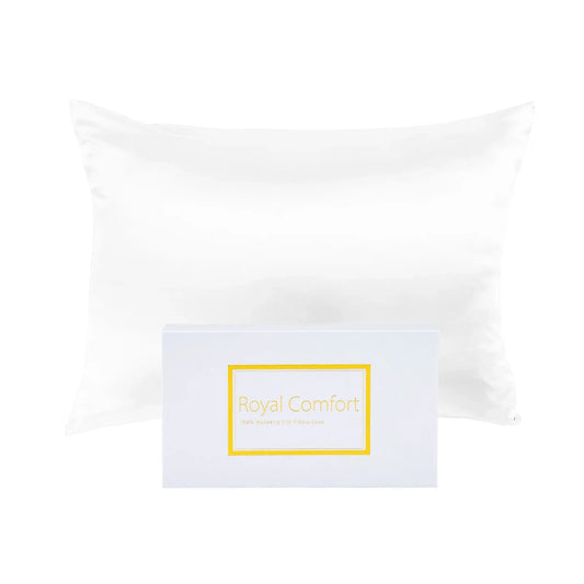 Royal Comfort Mulberry Soft Silk Hypoallergenic Pillowcase Twin Pack 51 x 76cm - White - Mekamart Australia