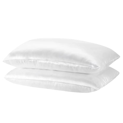 Royal Comfort Mulberry Soft Silk Hypoallergenic Pillowcase Twin Pack 51 x 76cm - White - Mekamart Australia
