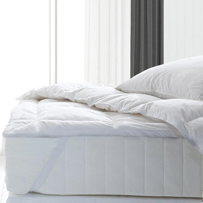 Royal Comfort Fitted Foam Cover Underlay Goose Mattress Topper 1000GSM - King - White - Mekamart Australia