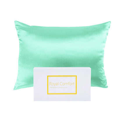 Royal Comfort Mulberry Soft Silk Hypoallergenic Pillowcase Twin Pack 51 x 76cm - Mint - Mekamart Australia