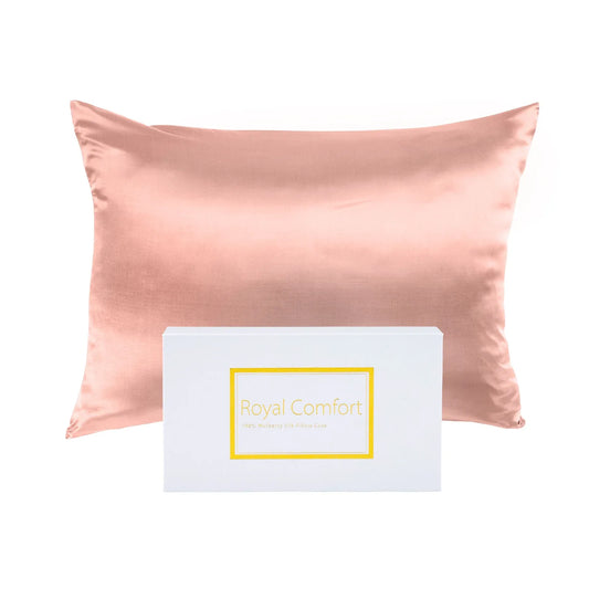 Royal Comfort Mulberry Soft Silk Hypoallergenic Pillowcase Twin Pack 51 x 76cm - Blush - Mekamart Australia