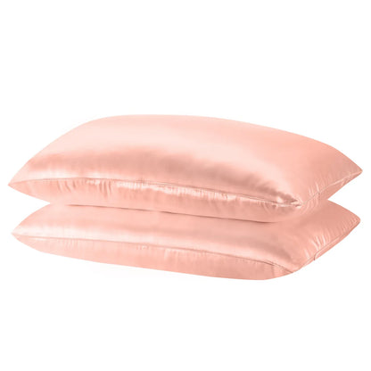 Royal Comfort Mulberry Soft Silk Hypoallergenic Pillowcase Twin Pack 51 x 76cm - Blush - Mekamart Australia