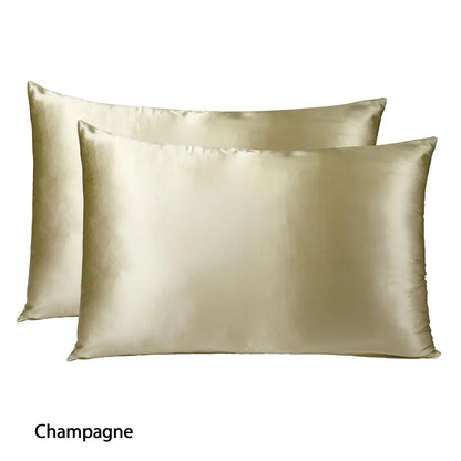Royal Comfort Mulberry Soft Silk Hypoallergenic Pillowcase Twin Pack 51 x 76cm - Champagne - Mekamart Australia