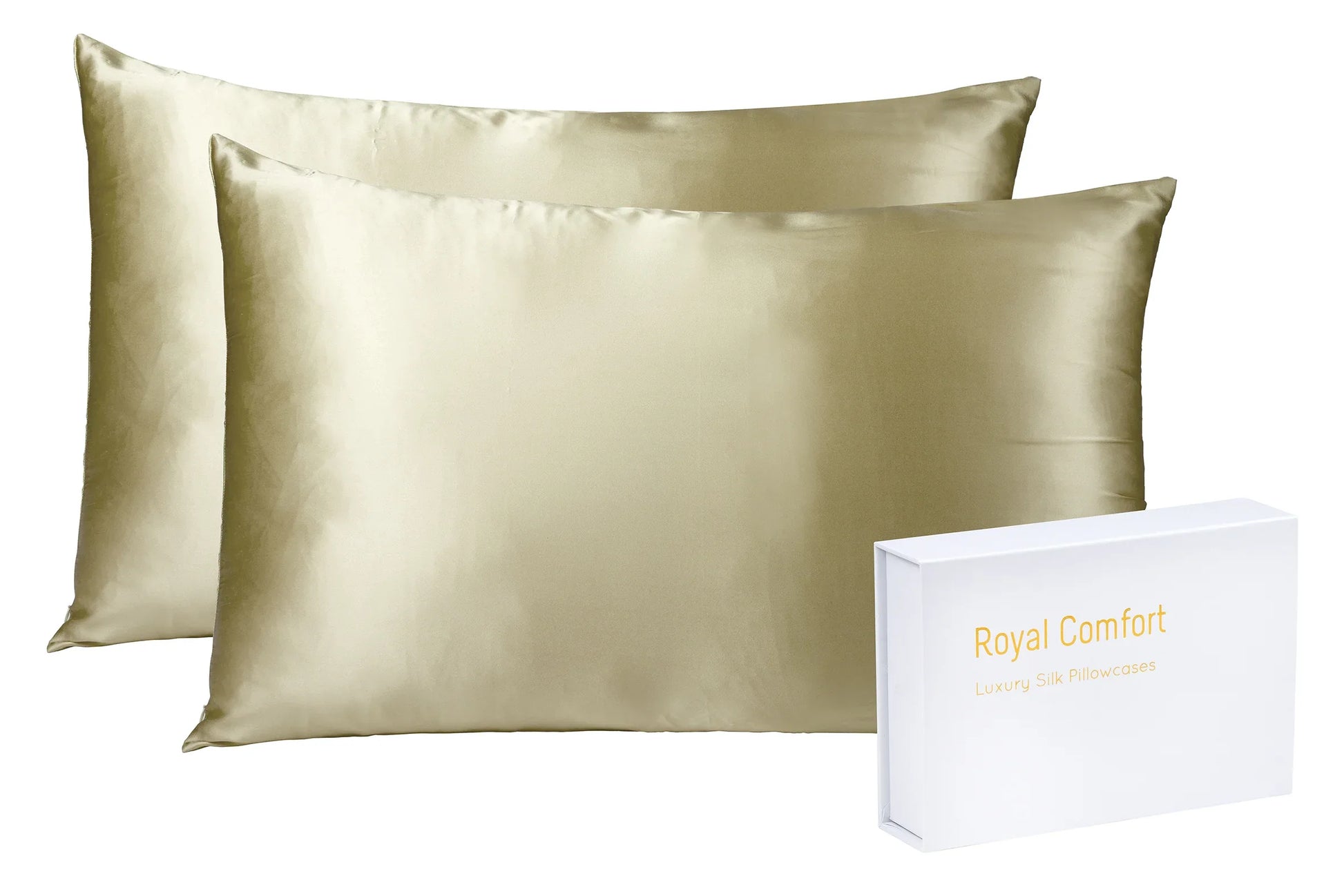 Royal Comfort Mulberry Soft Silk Hypoallergenic Pillowcase Twin Pack 51 x 76cm - Champagne - Mekamart Australia