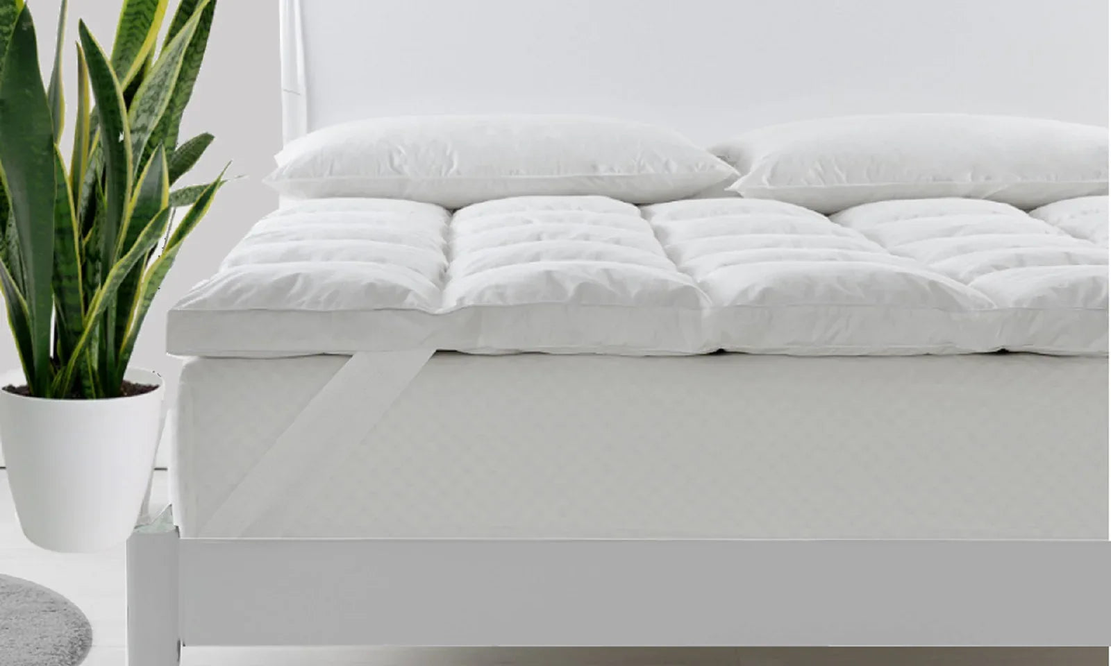 Royal Comfort Duck Feather and Down Mattress Topper 1800GSM Pillowtop Underlay - Single - White - Mekamart Australia
