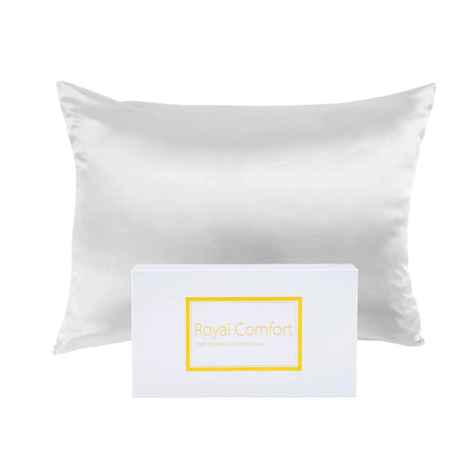 Royal Comfort Pure Silk Pillow Case 100% Mulberry Silk Hypoallergenic Pillowcase - White - Mekamart Australia