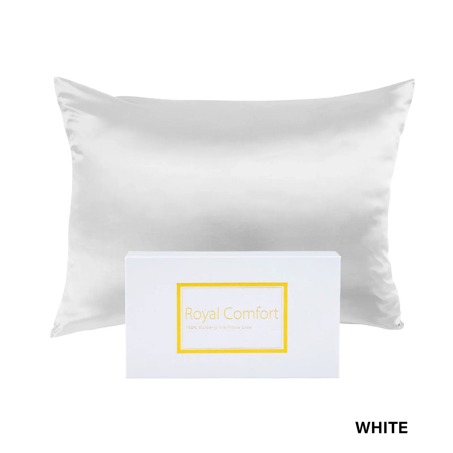 Royal Comfort Pure Silk Pillow Case 100% Mulberry Silk Hypoallergenic Pillowcase - White - Mekamart Australia