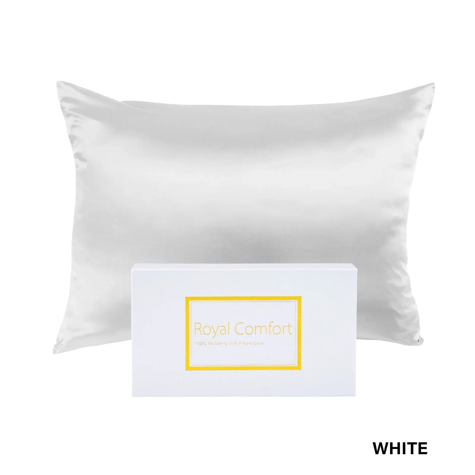 Royal Comfort Pure Silk Pillow Case 100% Mulberry Silk Hypoallergenic Pillowcase - White - Mekamart Australia