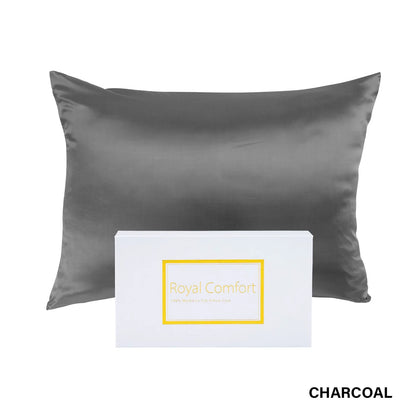 Royal Comfort Pure Silk Pillow Case 100% Mulberry Silk Hypoallergenic Pillowcase - Charcoal - Mekamart Australia