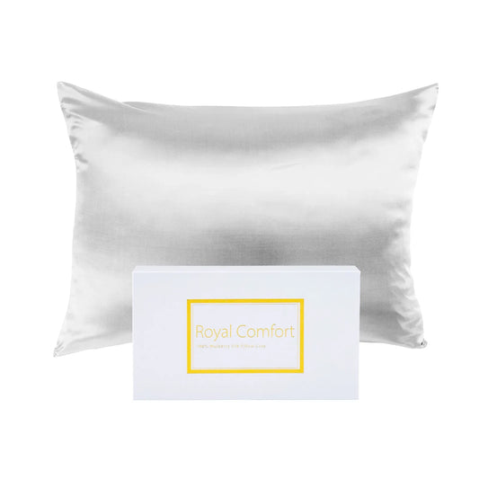 Royal Comfort Pure Silk Pillow Case 100% Mulberry Silk Hypoallergenic Pillowcase - Silver - Mekamart Australia
