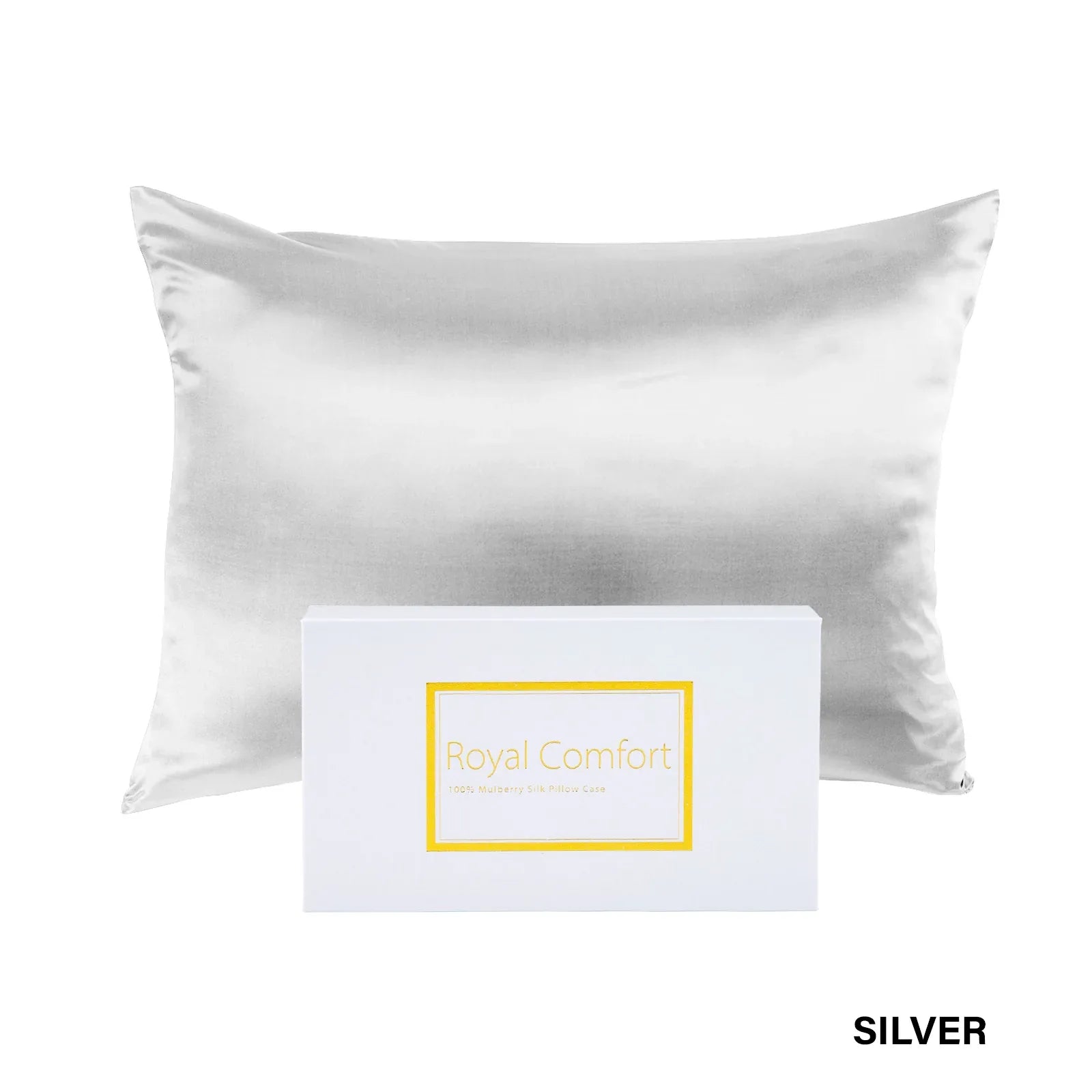 Royal Comfort Pure Silk Pillow Case 100% Mulberry Silk Hypoallergenic Pillowcase - Silver - Mekamart Australia