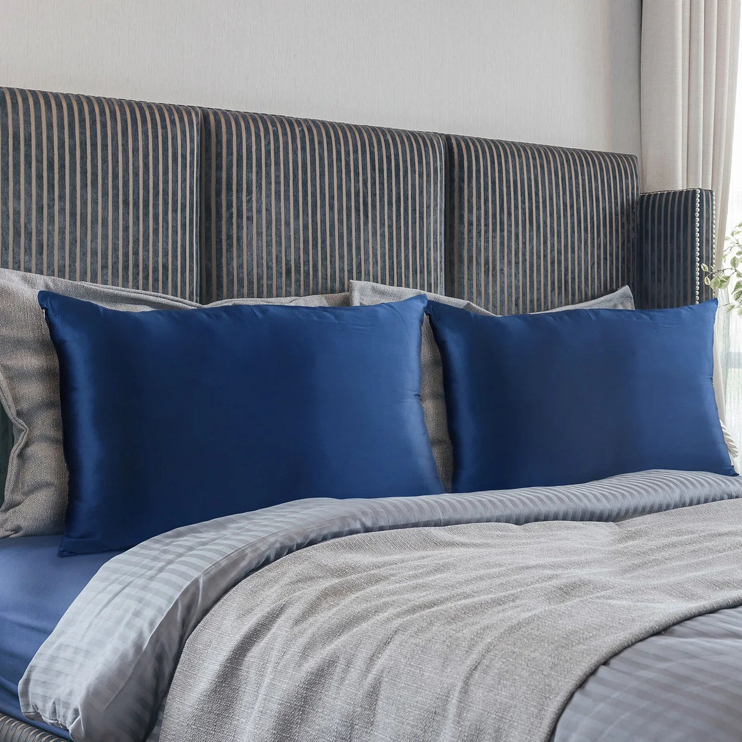 Royal Comfort Pure Silk Pillow Case 100% Mulberry Silk Hypoallergenic Pillowcase - Navy - Mekamart Australia