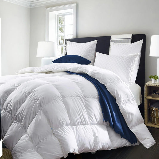 Royal Comfort 50% Goose Feather 50% Down 500GSM Quilt Duvet Deluxe Soft Touch - Single - White - Mekamart Australia
