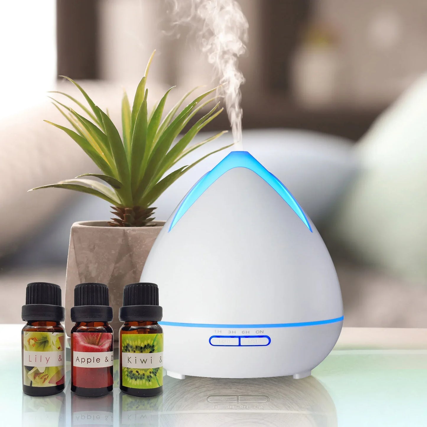 Essential Oils Ultrasonic Aromatherapy Diffuser Air Humidifier Purify 400ML - White - Mekamart Australia