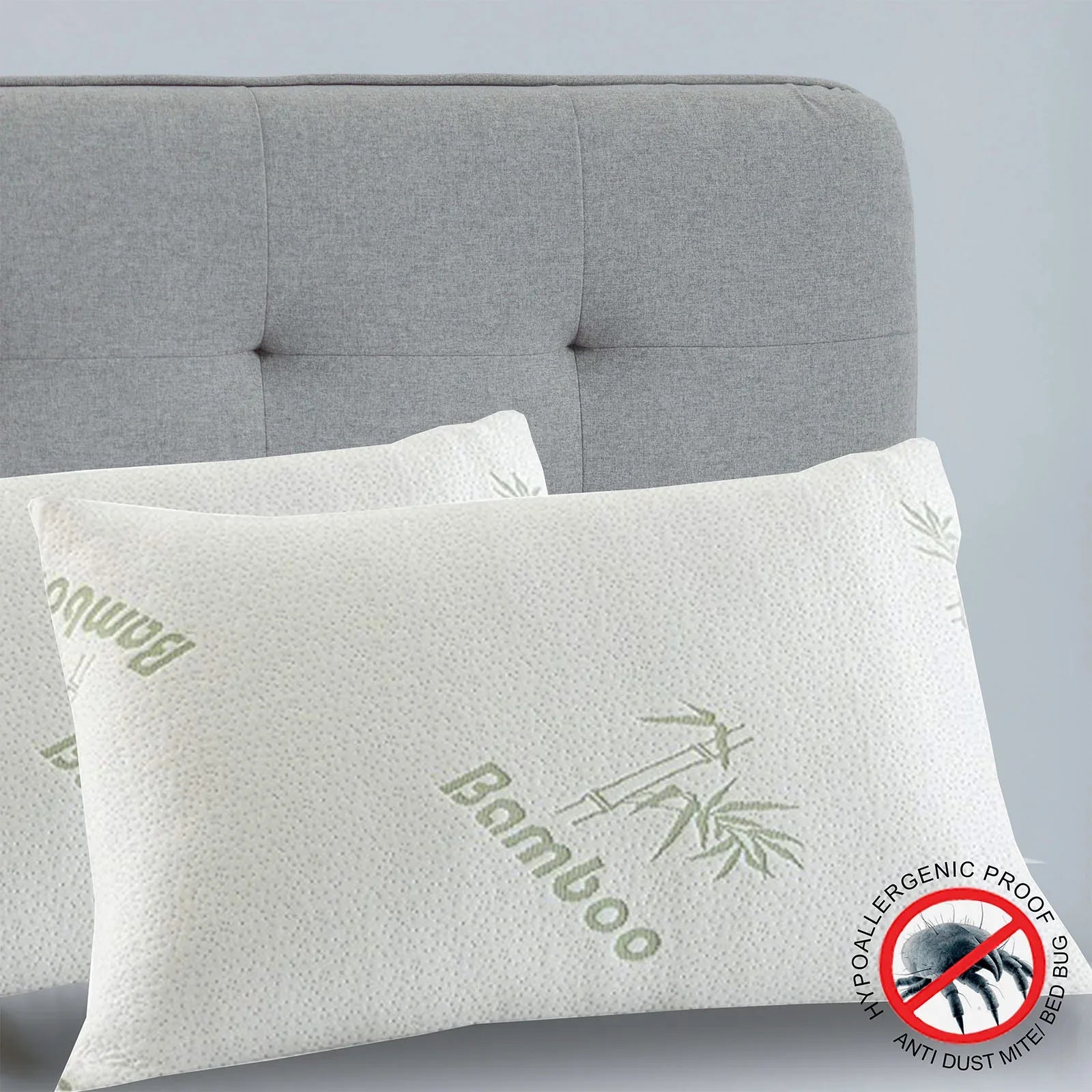 Royal Comfort Luxury Bamboo Covered Memory Foam Pillow Twin Pack Hypoallergenic - Mekamart Australia