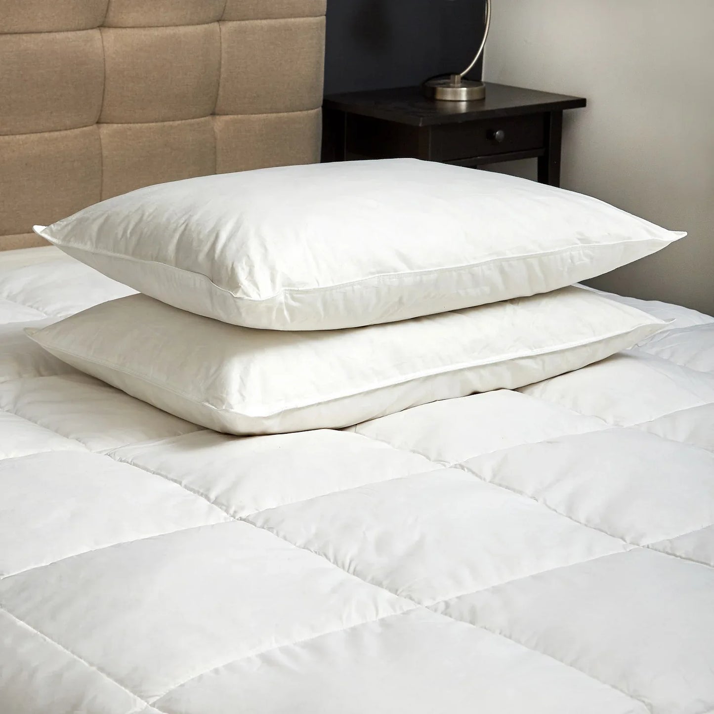 Goose Feather & Down Quilt 500GSM + Goose Feather and Down Pillows 2 Pack Combo - Queen - White - Mekamart Australia