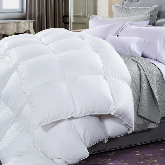 50% Duck Feather & 50% Duck Down Quilt 500GSM + Duck Pillows Twin Pack Combo - Double - White - Mekamart Australia