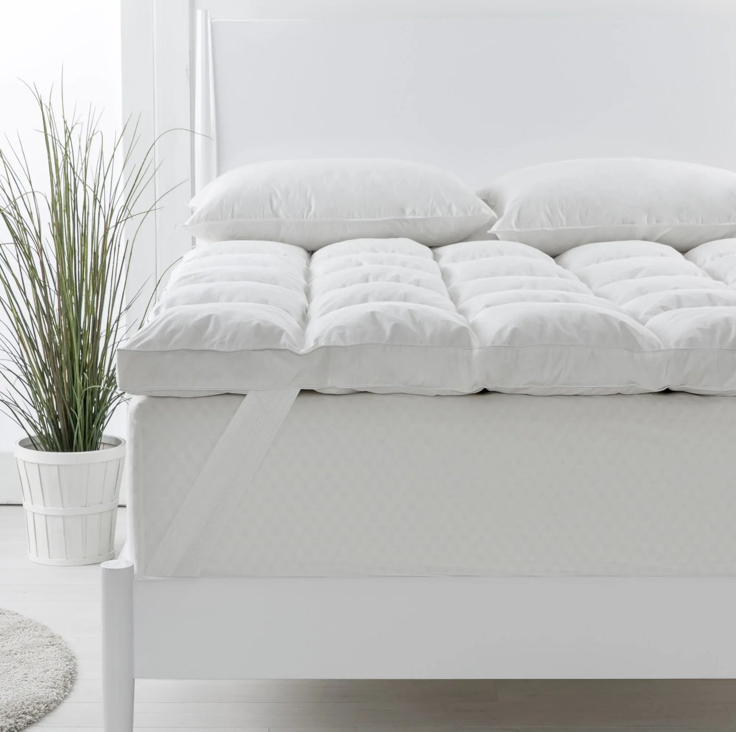 Royal Comfort 1800GSM Duck Feather Down Topper And 1000GSM 2 Duck Pillows Set - Queen - White - Mekamart Australia