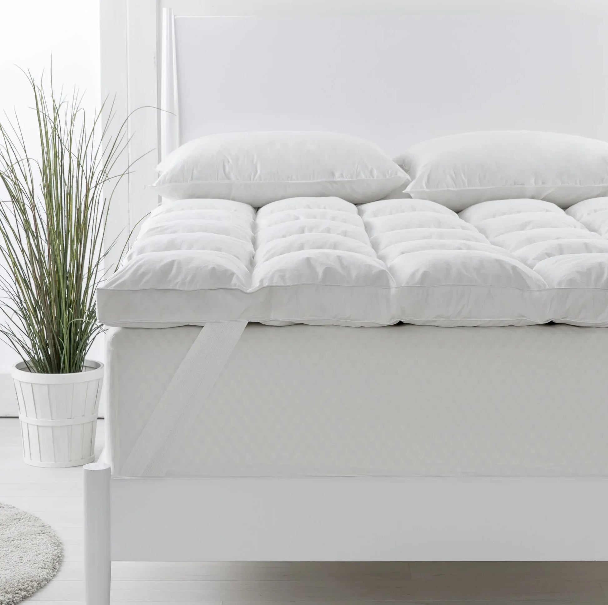 Royal Comfort 1800GSM Duck Feather Down Topper And 1000GSM 2 Duck Pillows Set - Queen - White - Mekamart Australia