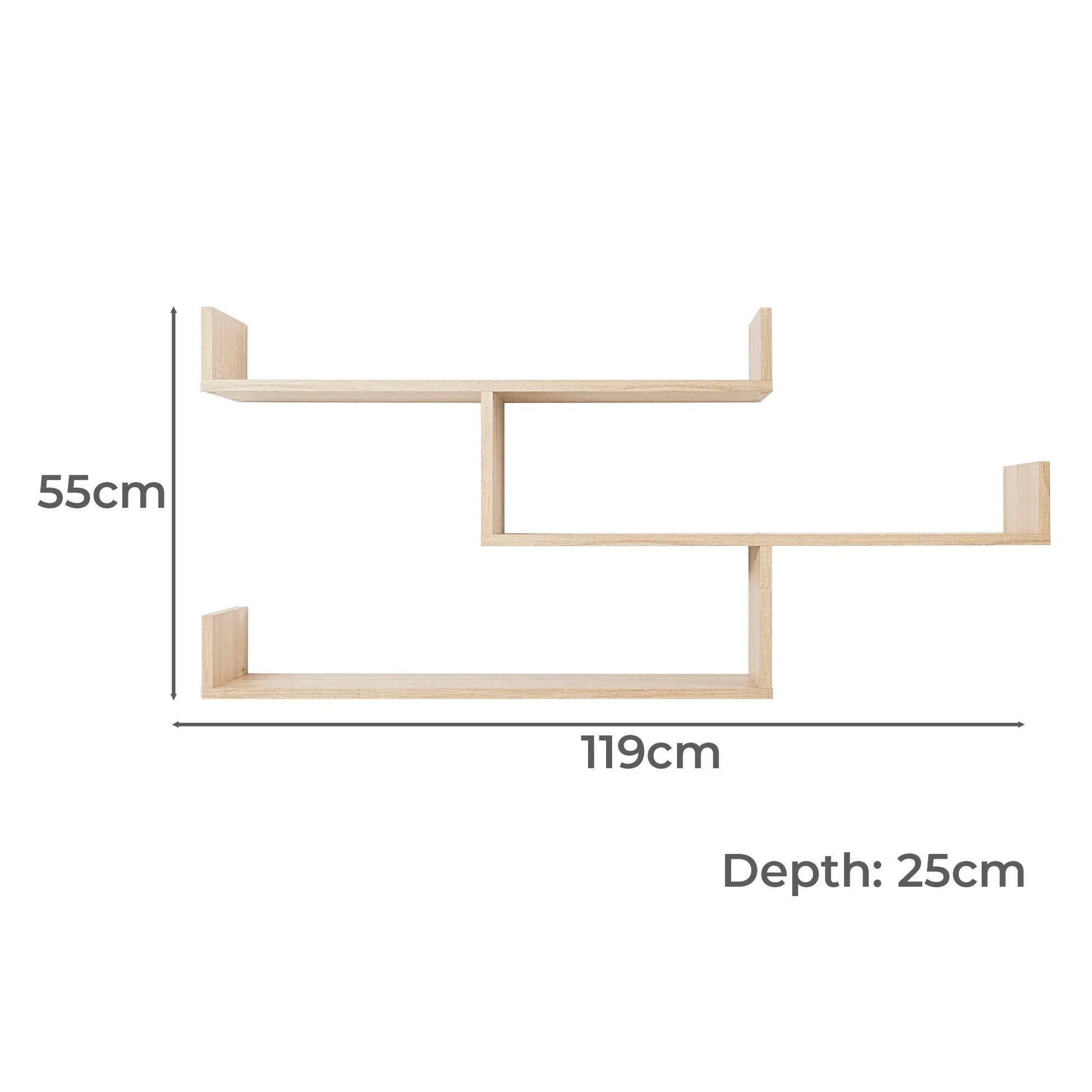 ZURICH MULTI LEVEL SHELF KIT (OAK) - Mekamart Australia