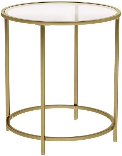 Gold Round Side Table with Golden Metal Frame Robust and Stable - Mekamart Australia