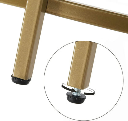 Gold Round Side Table with Golden Metal Frame Robust and Stable - Mekamart Australia