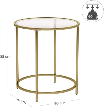 Gold Round Side Table with Golden Metal Frame Robust and Stable - Mekamart Australia