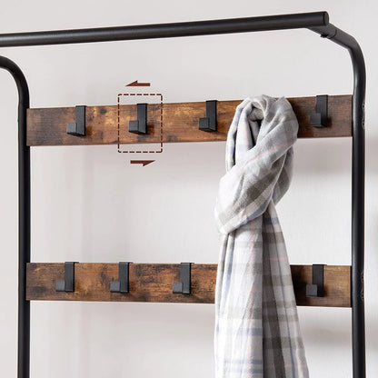 Vintage Coat Rack Shoe Bench, Wood Look Accent Furniture and Metal Frame - Mekamart Australia