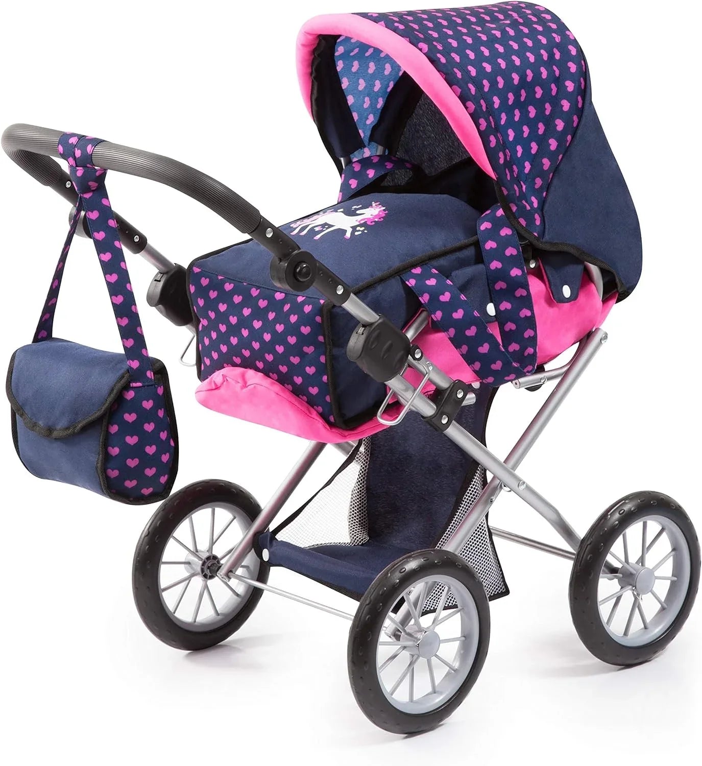 Baby Doll City Star Pram in Polka Dots, Blue and Pink - Mekamart Australia