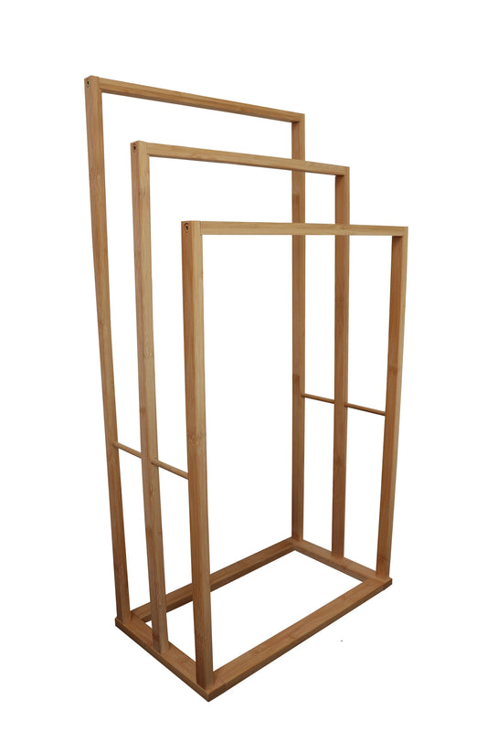 Bamboo Towel Bar Holder Rack 3-Tier Freestanding for Bathroom and Bedroom - Mekamart Australia