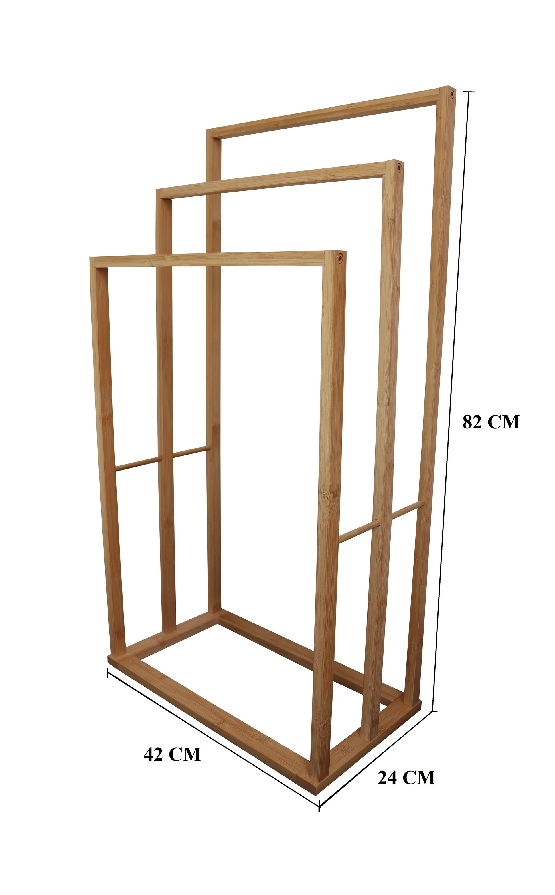 Bamboo Towel Bar Holder Rack 3-Tier Freestanding for Bathroom and Bedroom - Mekamart Australia