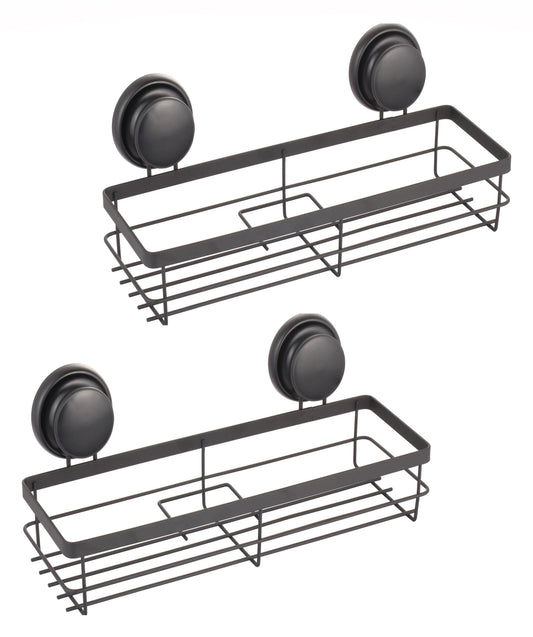 2 Pack Rectangular Corner Shower Caddy Shelf Basket Rack with Premium Vacuum Suction Cup No-Drilling for Bathroom and Kitchen - Mekamart Australia